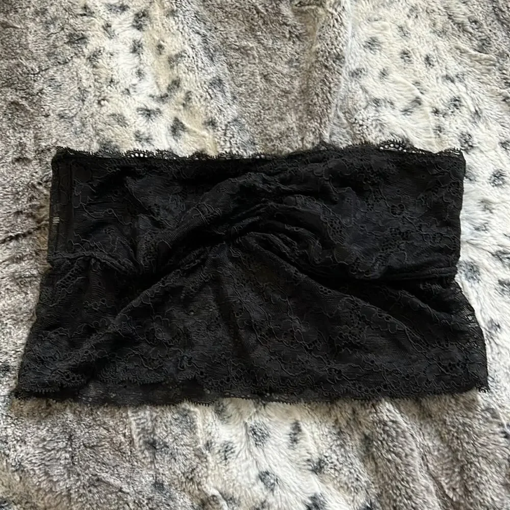 VTG Victoria’s‎ Secret PINK black lace bandeau bra sz S - Picture 3 of 7